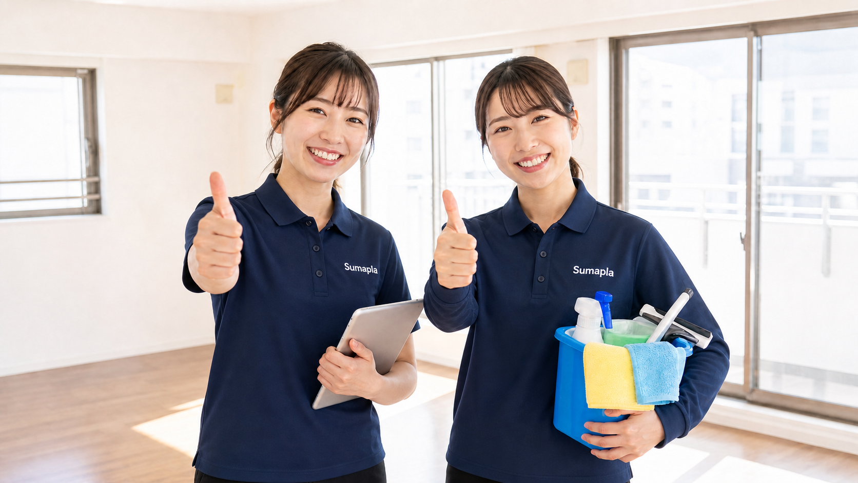 Sumaplaの女性スタッフが笑顔でサービス提供